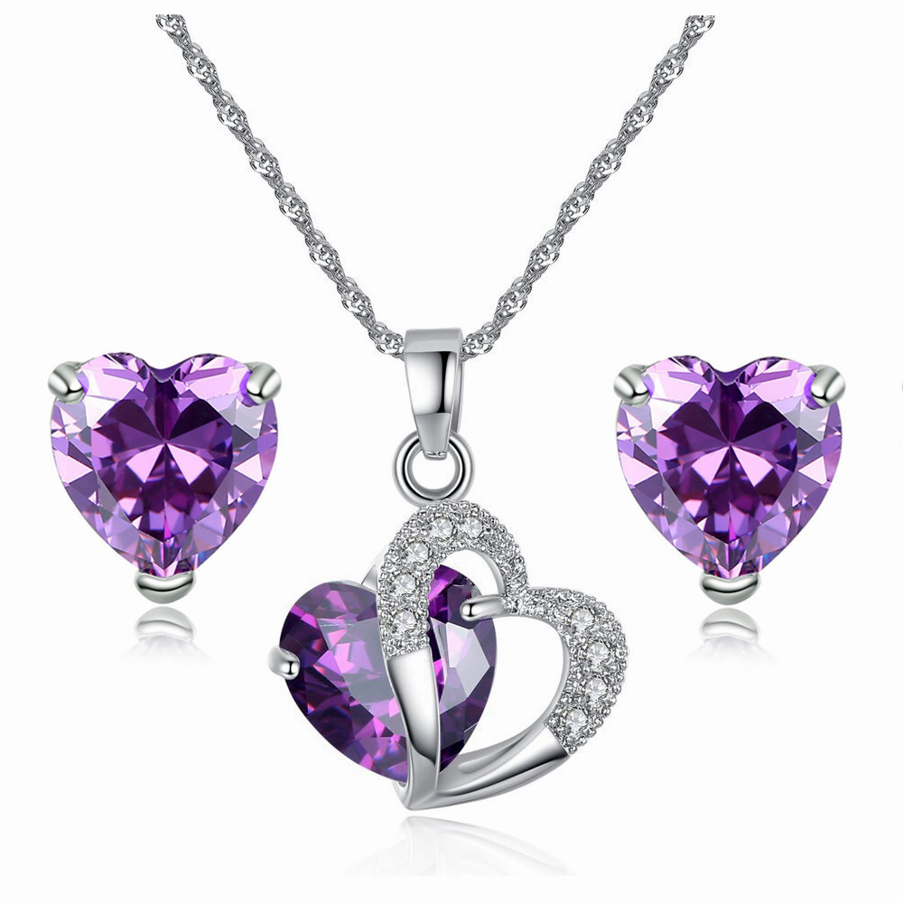 Heart-Shaped Crystal Jewelry Set