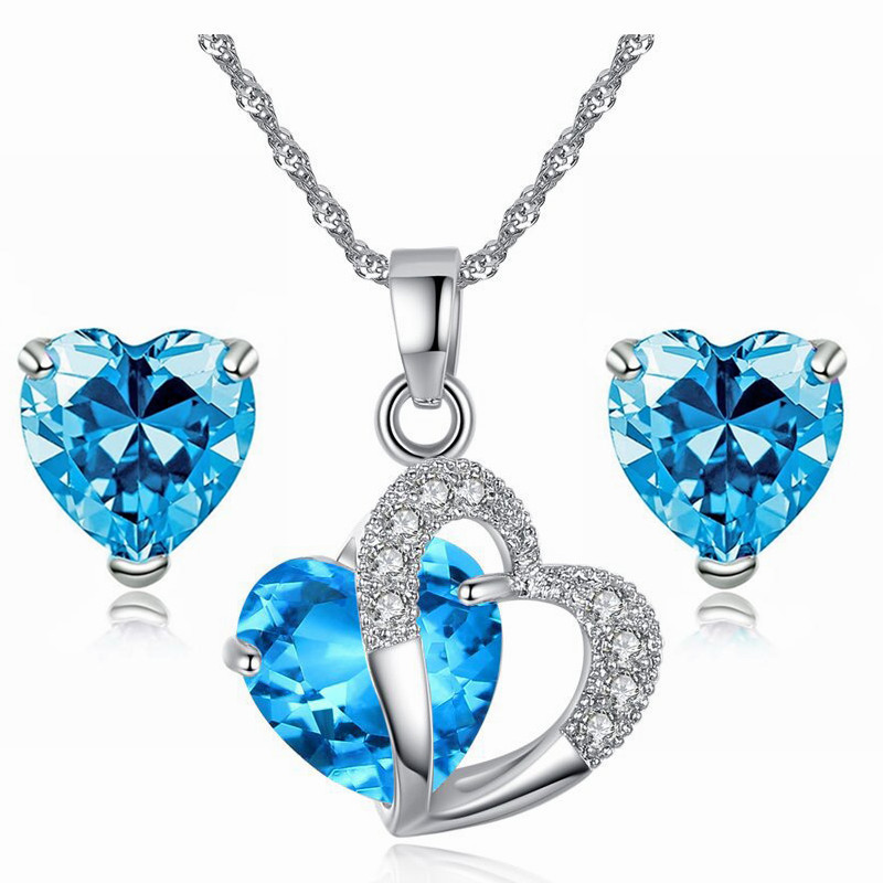 Heart-Shaped Crystal Jewelry Set