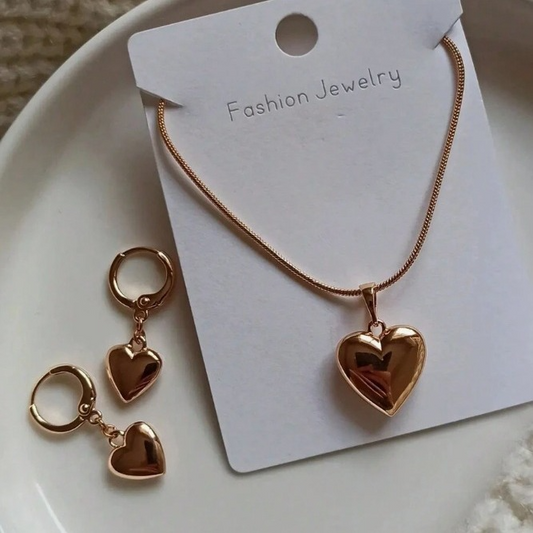 Gold Heart Jewelry Set