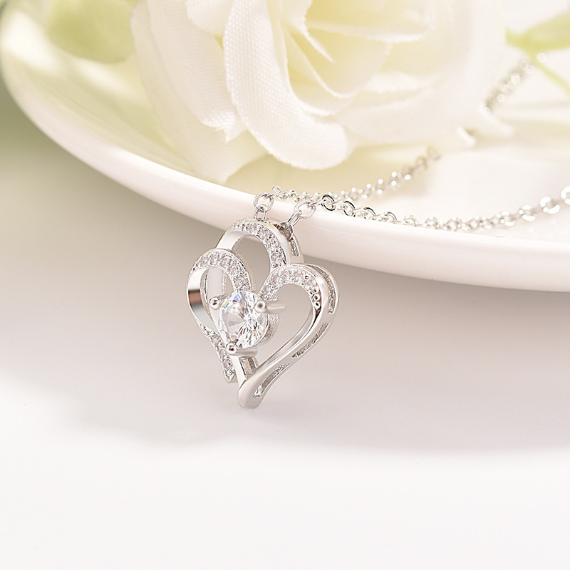 Double Heart Pendant Necklace