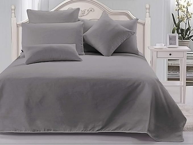 Cotton Sateen Bed Sheet Set - Soft, Silky, Shiny - Luxurious Comfort Bedding - Fade & Shrink Resistant -T600-4 Pieces (Queen Size) (Dark Grey