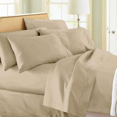 Cotton With Sateen Wave Bedsheet Set ,QUEEN Size 4 Piece COLOR BIGE T 600