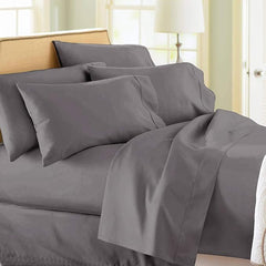 Cotton Sateen Bed Sheet Set - Soft, Silky, Shiny - Luxurious Comfort Bedding - Fade & Shrink Resistant -T600-4 Pieces (Queen Size) (Dark Grey