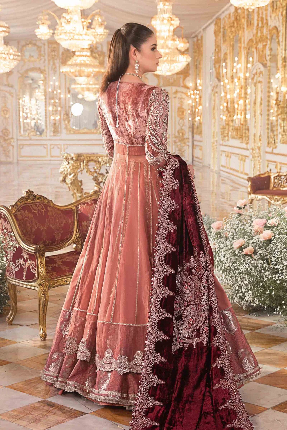 Mbroidered Salmon Pink BD-2701