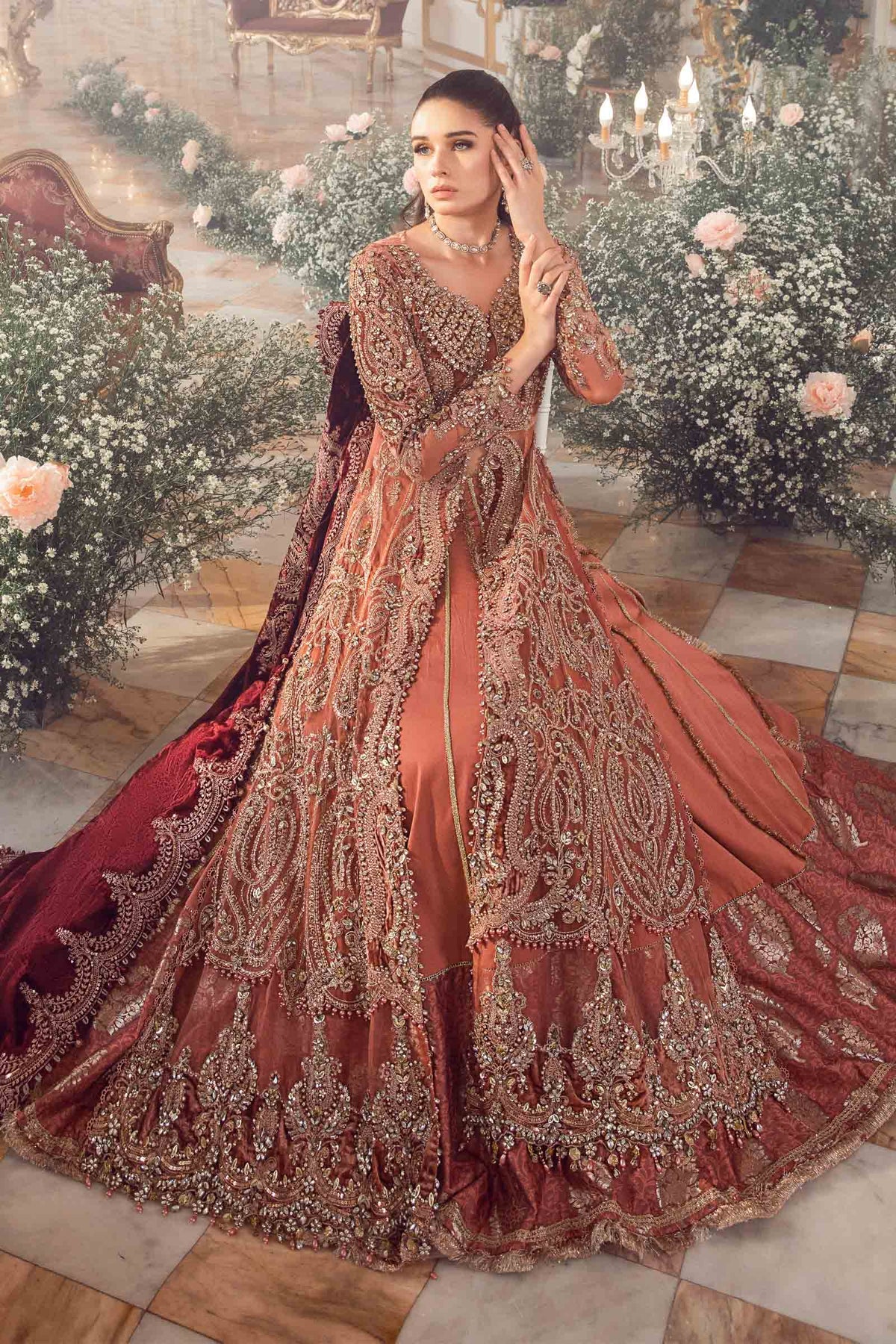 Mbroidered Salmon Pink BD-2701