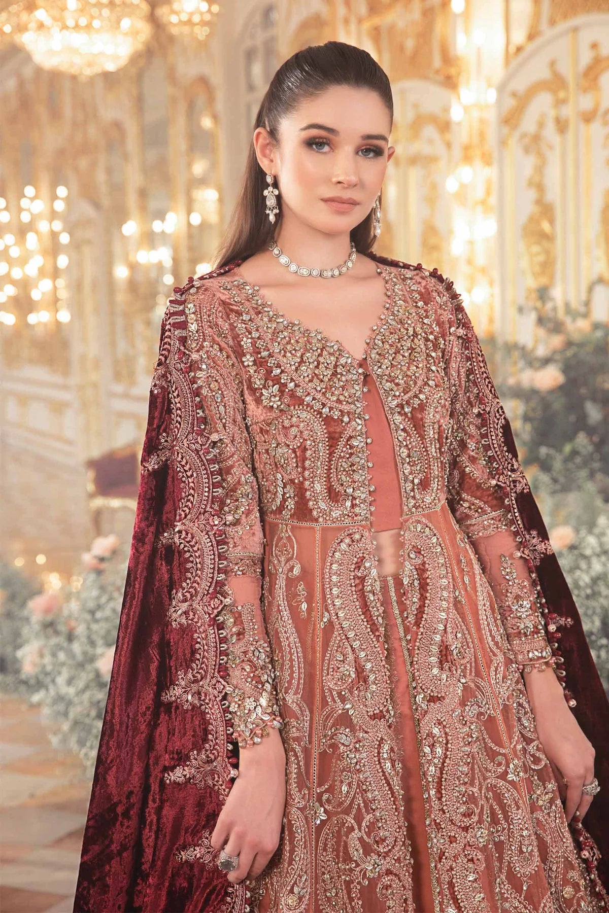 Mbroidered Salmon Pink BD-2701