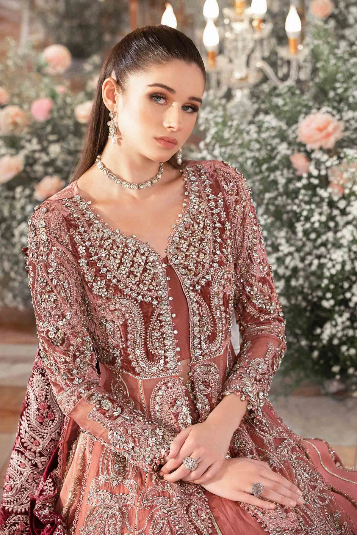Mbroidered Salmon Pink BD-2701