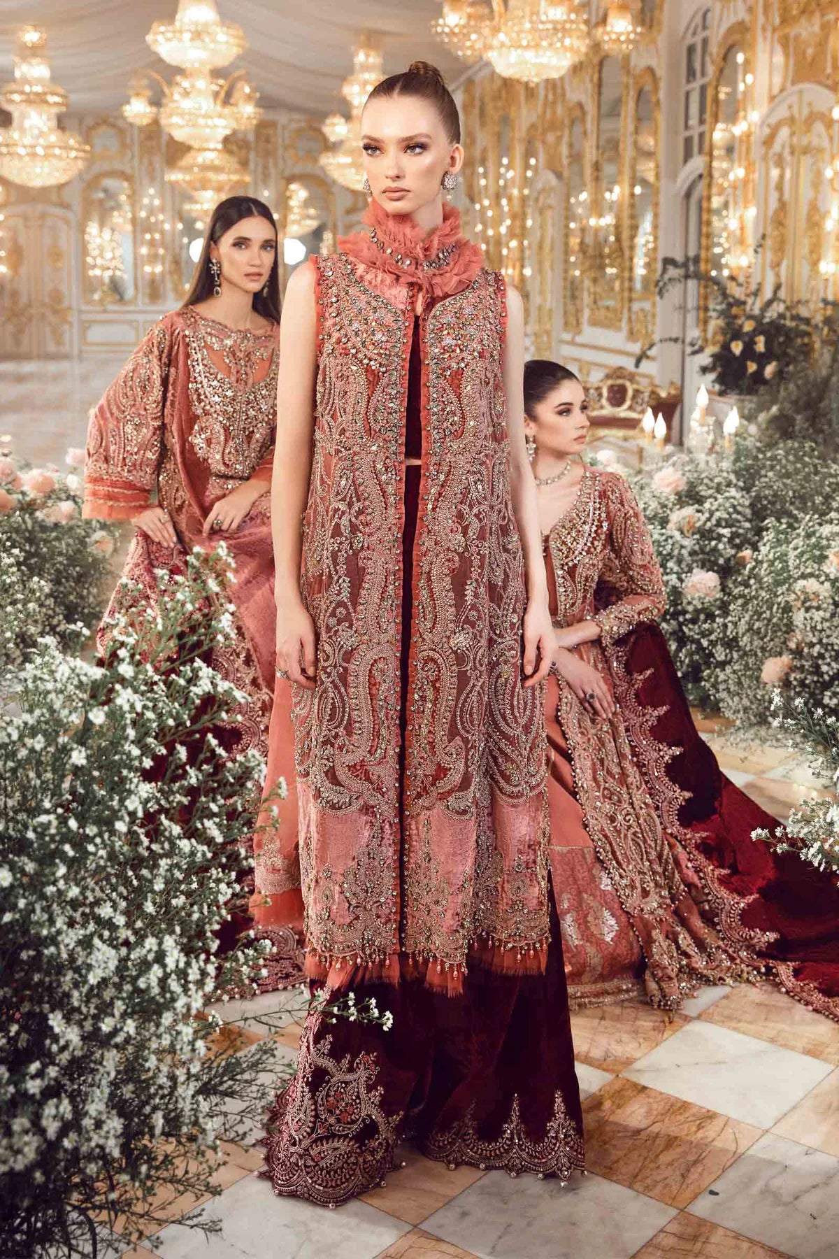 Mbroidered Salmon Pink BD-2701