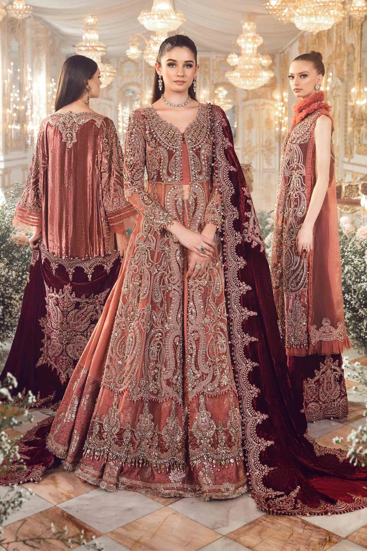 Mbroidered Salmon Pink BD-2701