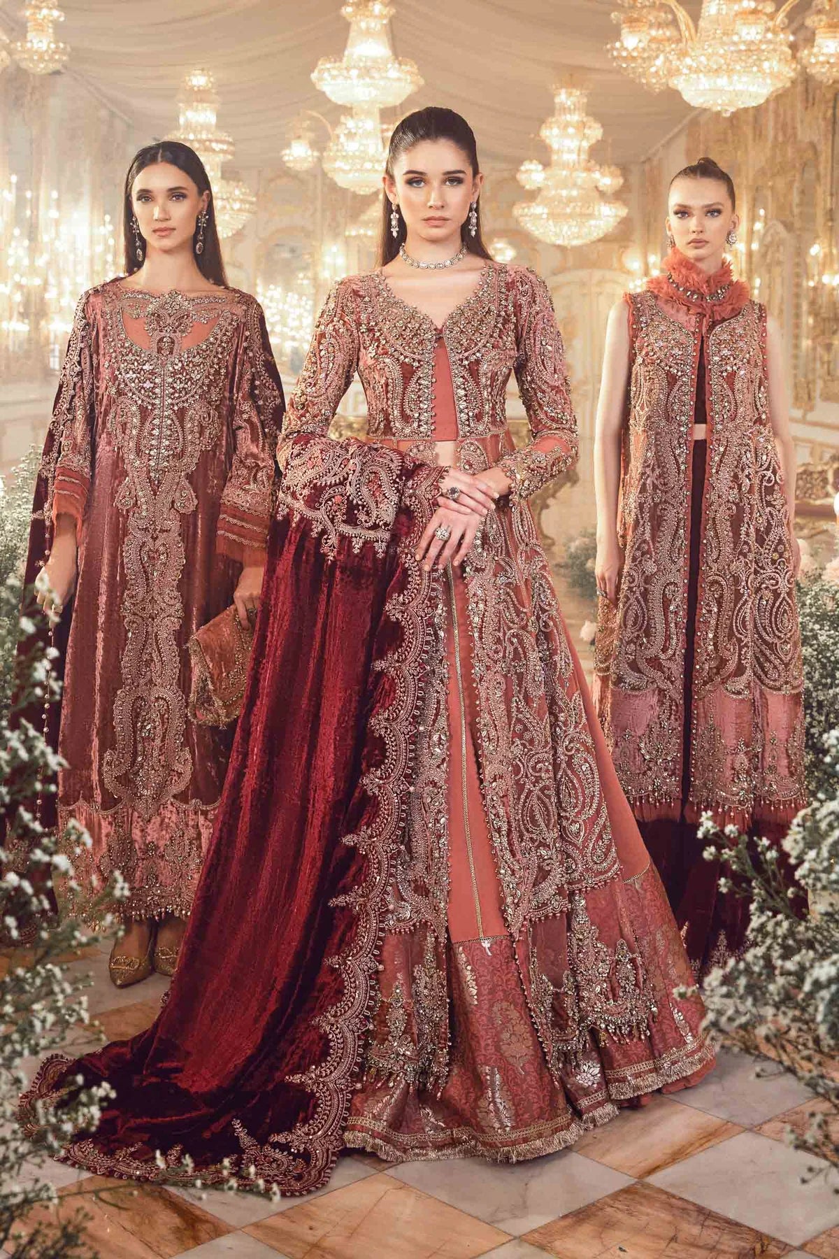 Mbroidered Salmon Pink BD-2701
