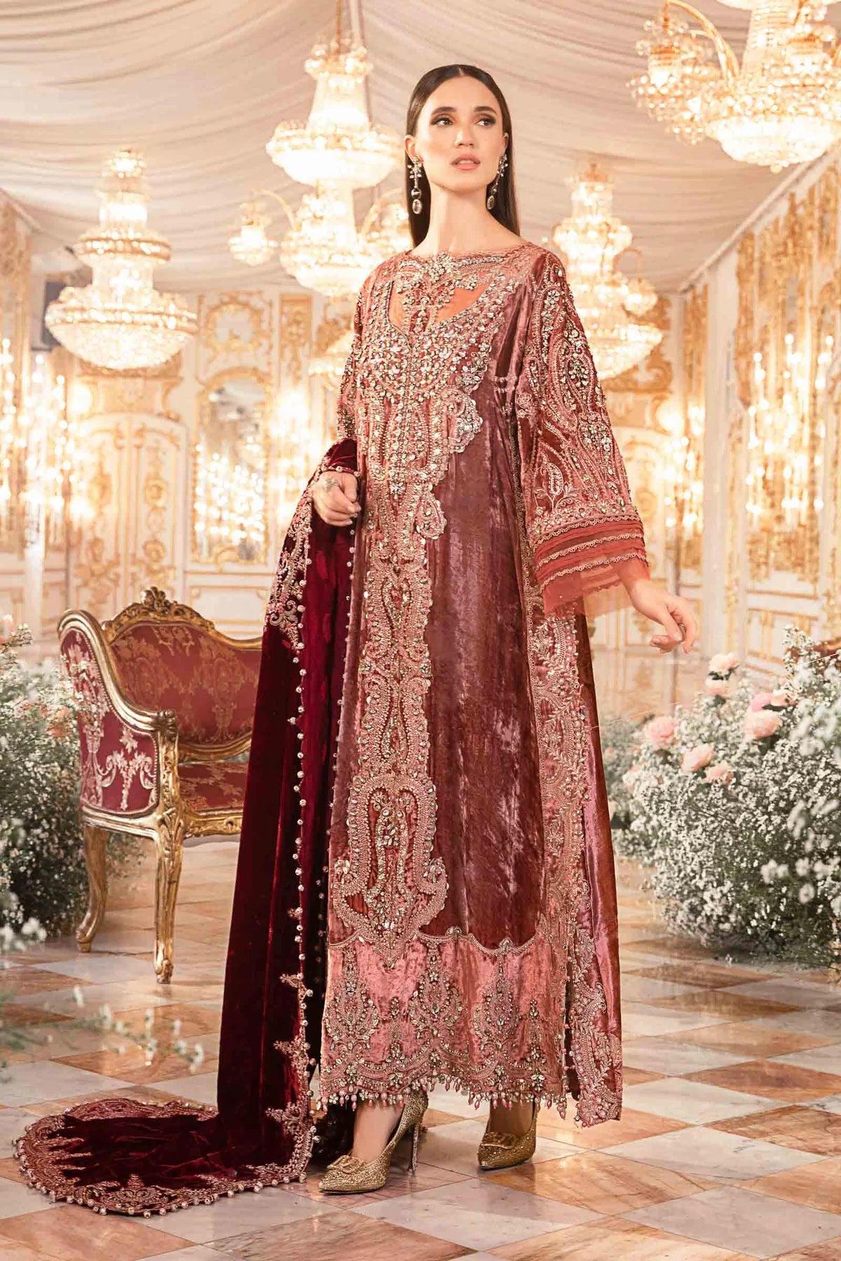 Mbroidered Salmon Pink BD-2701