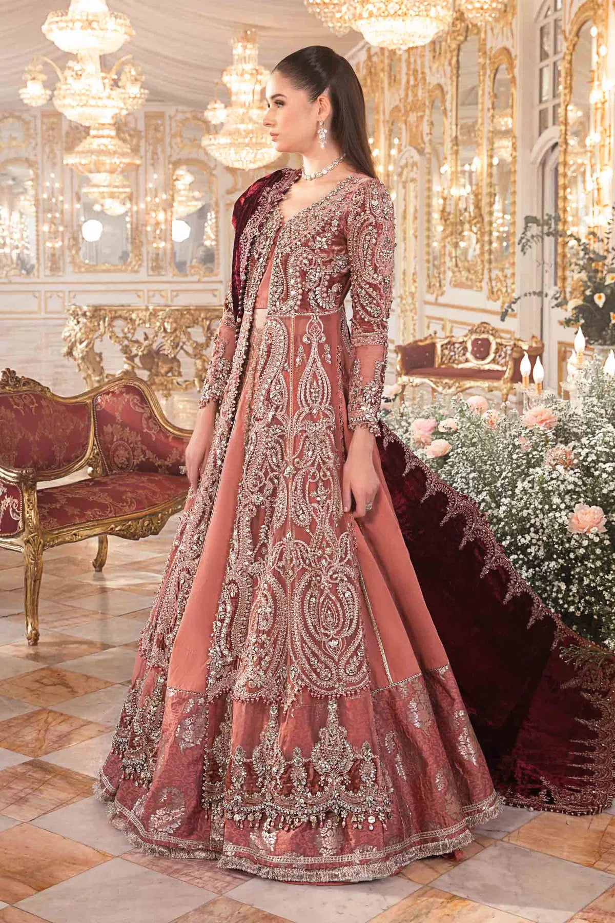 Mbroidered Salmon Pink BD-2701