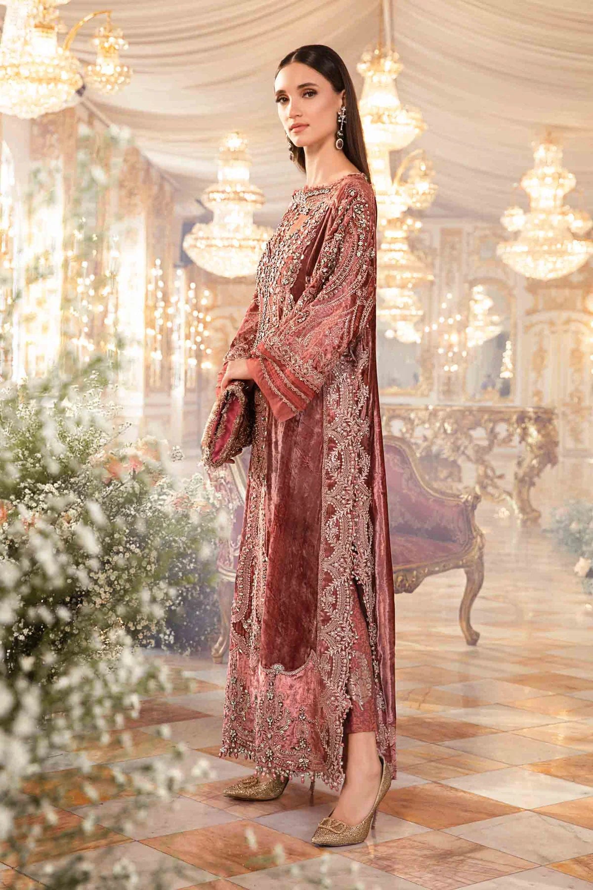 Mbroidered Salmon Pink BD-2701