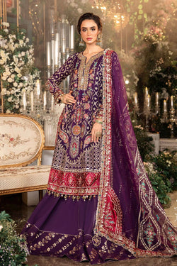 3 Piece Stitched Embroidered Raw Silk Suit
