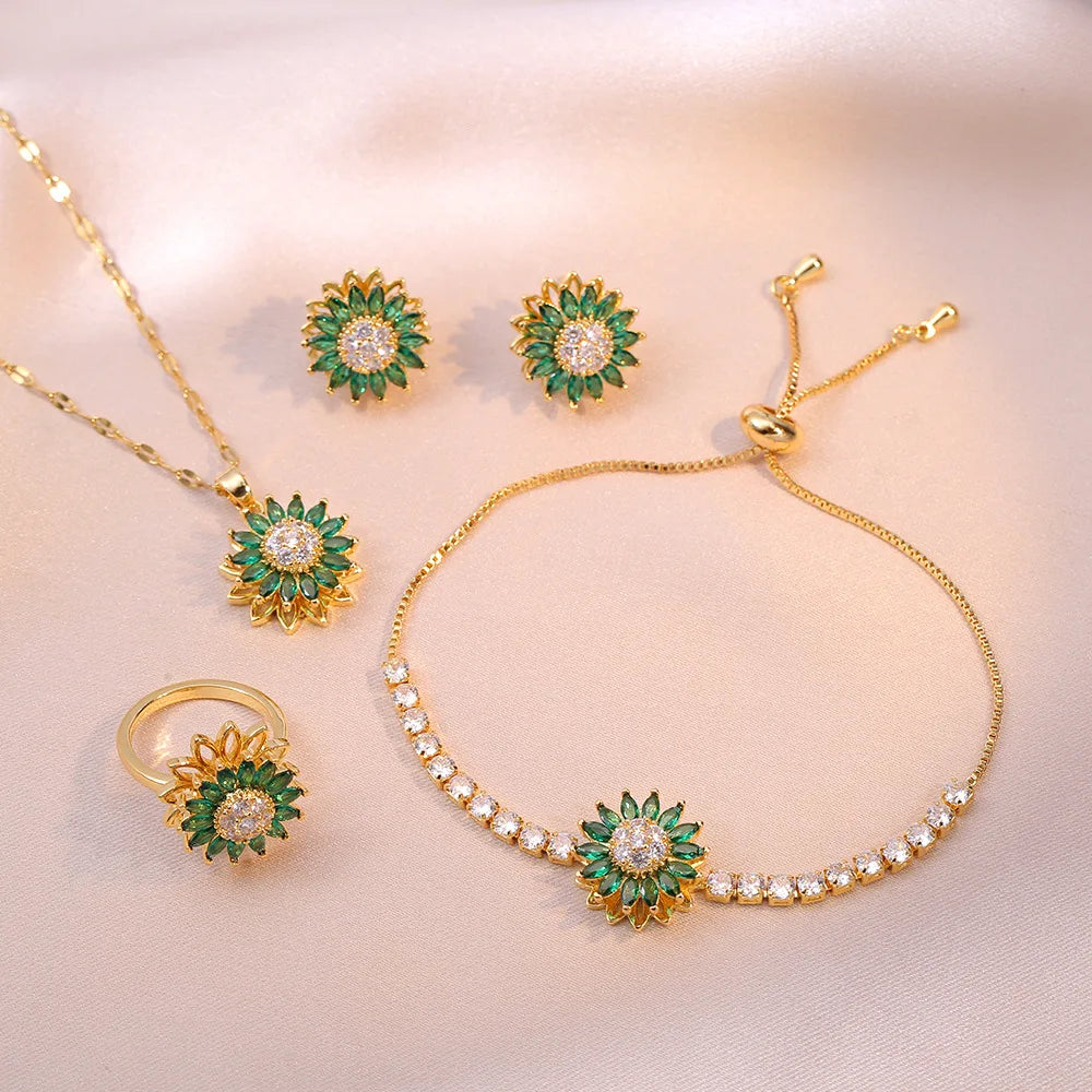 Rotating Sunflower Jewelry Set