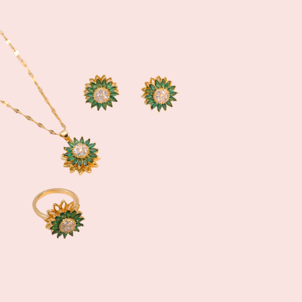 Rotating Sunflower Jewelry Set