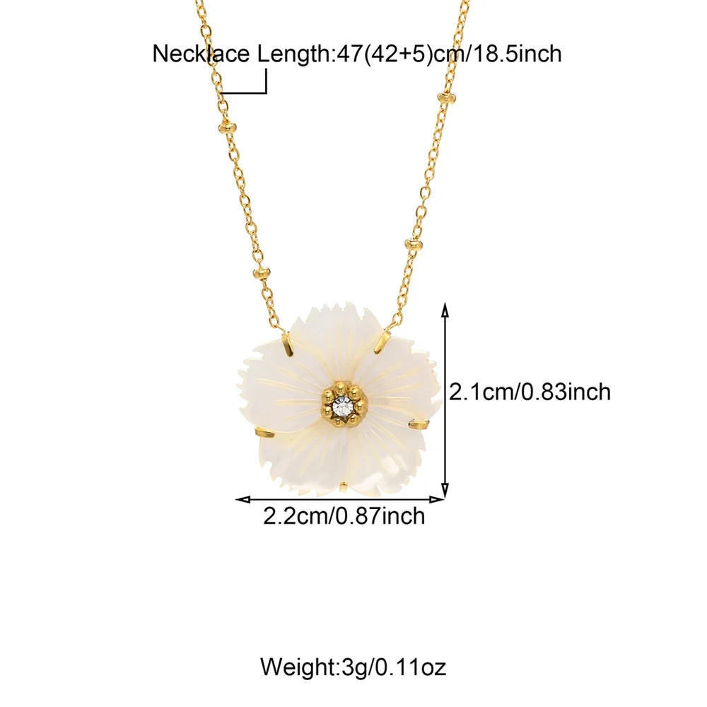 Euqifah Presents Elegant Shell Flower Pendant Necklace For Women