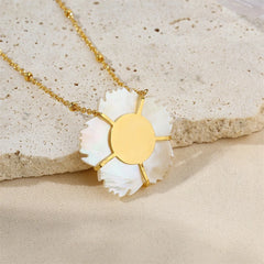 Euqifah Presents Elegant Shell Flower Pendant Necklace For Women