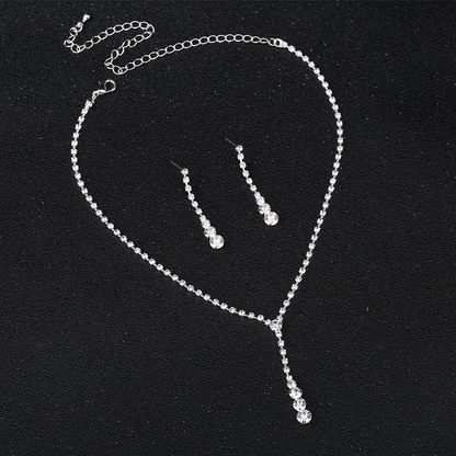 Crystal Drop Necklace Set