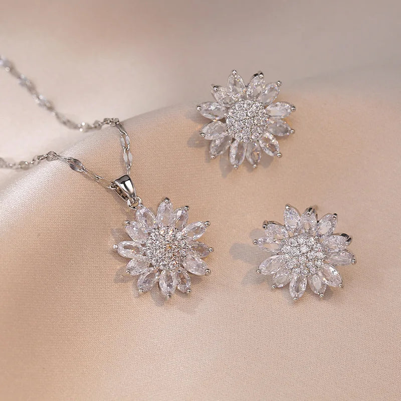 Zircon Sunflower Jewelry Set