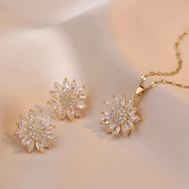 Zircon Sunflower Jewelry Set