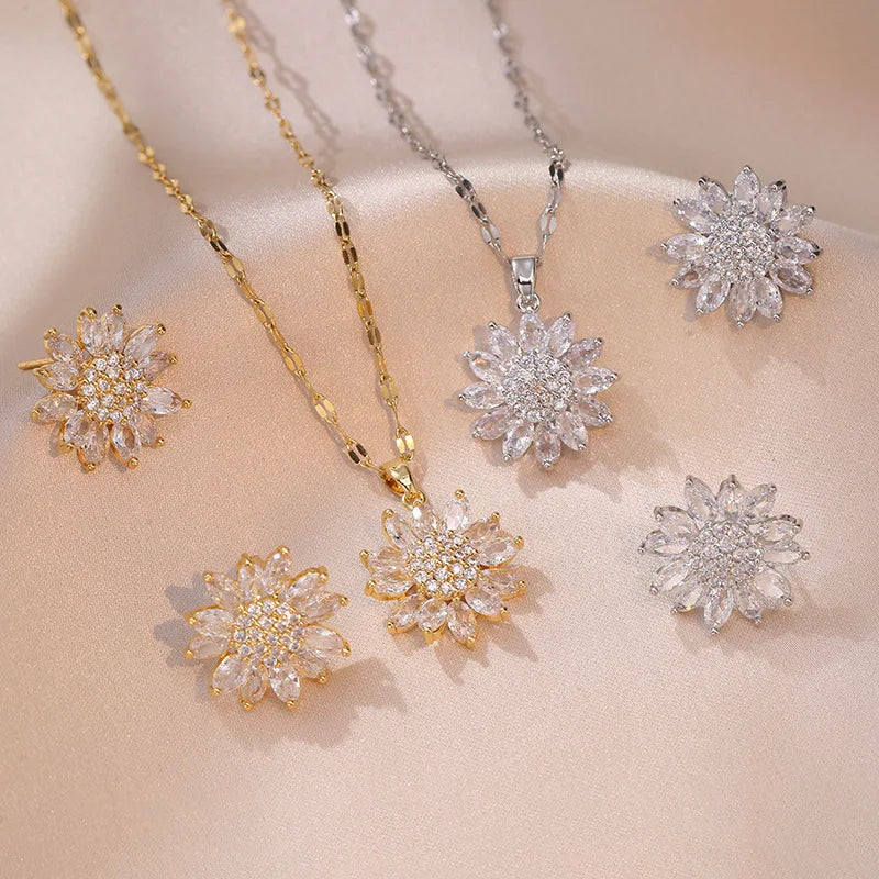 Zircon Sunflower Jewelry Set