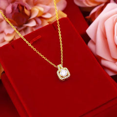 Luxury Gold-Plated Square Zirconia Jewelry Set – Necklace, Earrings & Ring