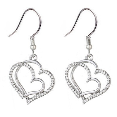 Silver Double Heart Jewelry Set