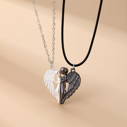 Black & Silver Angel Wings Necklace