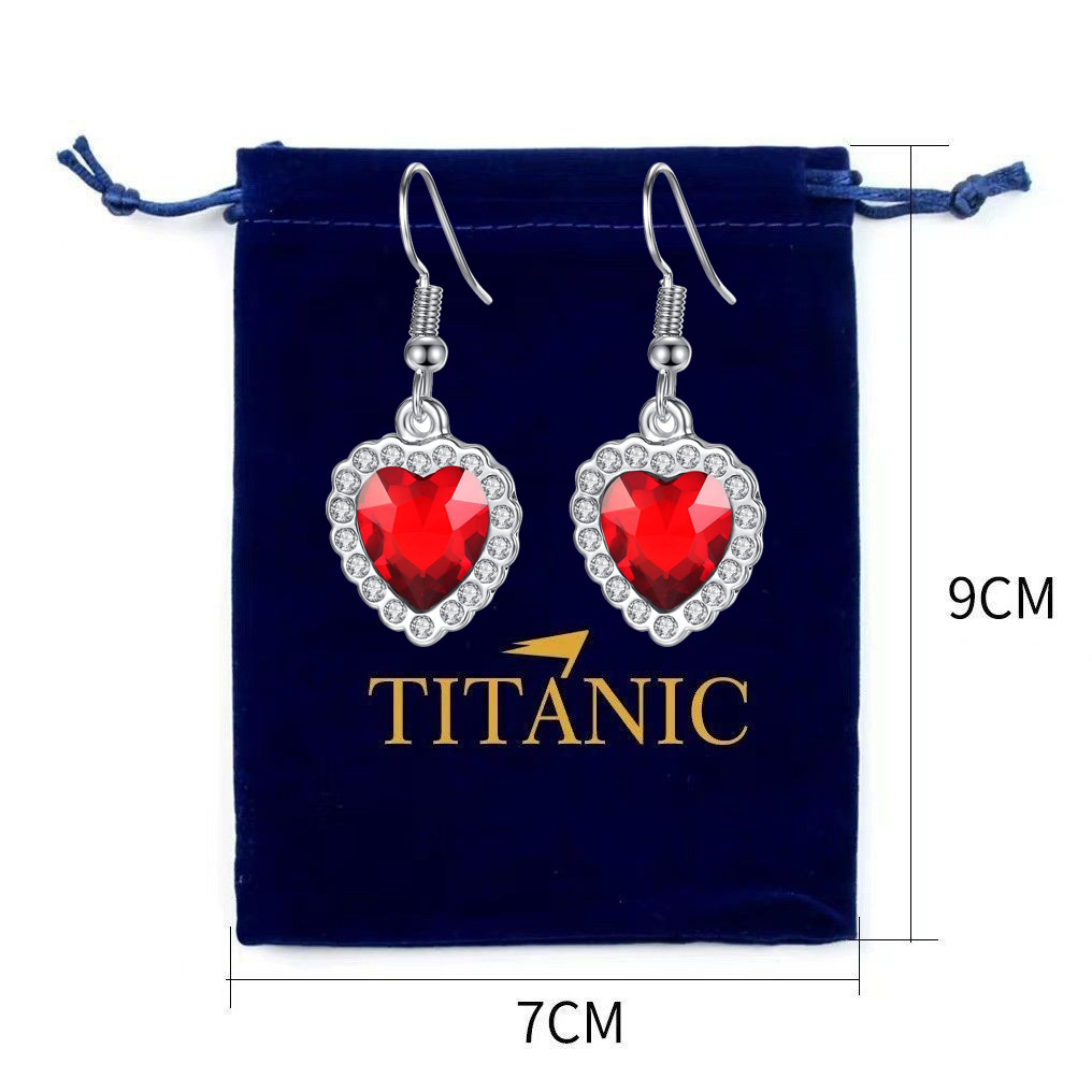 Royal Heart Titanic Red Crystal Jewelry Set