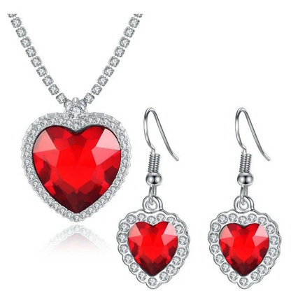 Royal Heart Titanic Red Crystal Jewelry Set