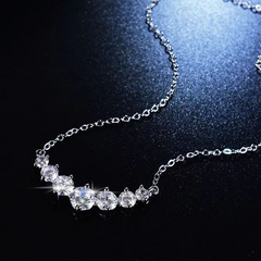 Elegant Silver-Plated Zircon Necklace – Timeless & Dazzling