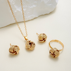 Luxurious Gold-Plated Necklace, Earrings & Ring Set