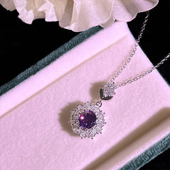 Luxury Purple Sapphire Drop Jewelry Set – Necklace, Earrings & Ring