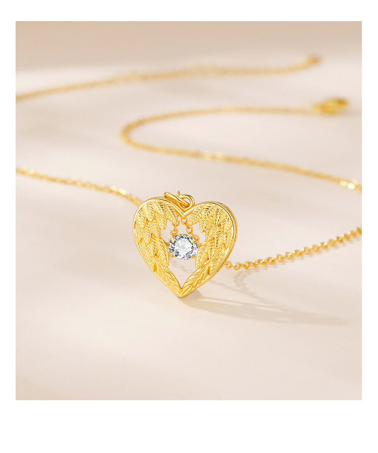 Elegant Gold-Plated Heart Pendant Necklace with Sparkling Zircon