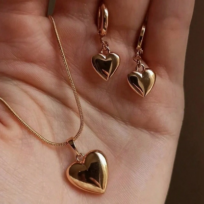 Gold Heart Jewelry Set