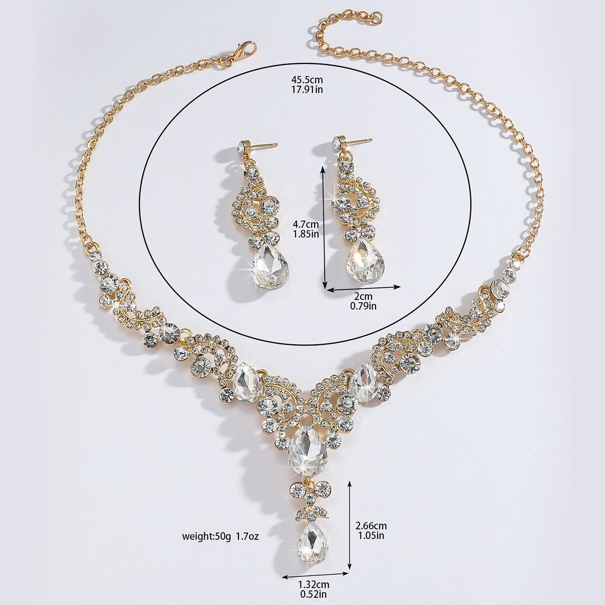 Royal Gold-Tone Crystal Jewelry Set – Necklace & Earrings