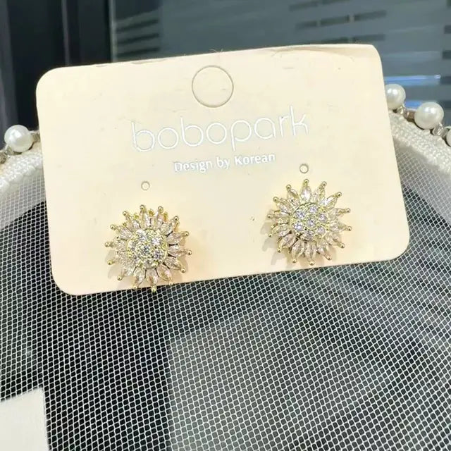 Euqifah Rotatable Sunflower Necklaces|Earrings|Rings For Women  Jewelry Sets