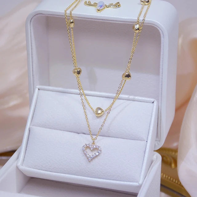 Euqifah Present Luxury Heart-shaped Necklace Green Zircon Jewelry Sets for Women