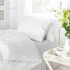 EUQIFAH Cotton Sateen Bed Sheet Set -Soft Silky Shiny - Luxurious Comfort Bedding Fade & Shrink Resistant -T600-4 Pieces (Queen Size) White)