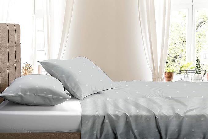 EUQIFAH; Cotton Percale Bed Sheet Set -4 Pieces - Cool, Breathable, Durable - Fade & Shrink Resistant, Hypoallergenic - Luxurious , T 800