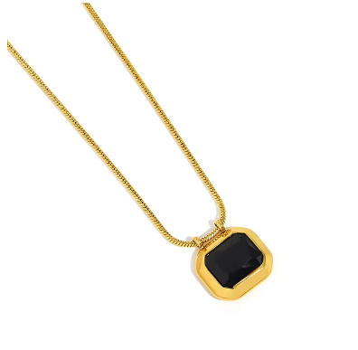 Gold-Plated Zircon Square Necklace