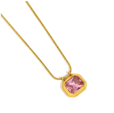 Gold-Plated Zircon Square Necklace