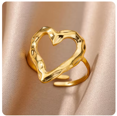 Green Pearl Gold Plated Stainless Steel  Weeding Ring For Vintage Asthetic Gift