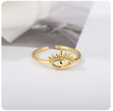 Green Pearl Gold Plated Stainless Steel  Weeding Ring For Vintage Asthetic Gift