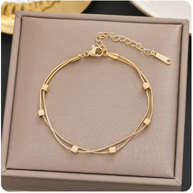 Korean Geometric Gold Bracelet