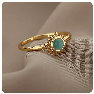 Green Pearl Gold Ring