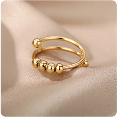 Green Pearl Gold Plated Stainless Steel  Weeding Ring For Vintage Asthetic Gift