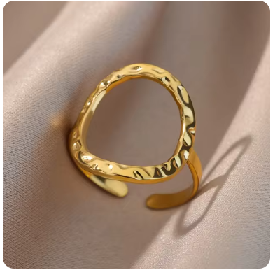 Green Pearl Gold Plated Stainless Steel  Weeding Ring For Vintage Asthetic Gift