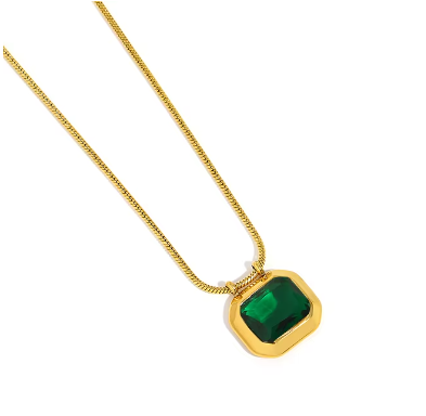 Gold-Plated Zircon Square Necklace